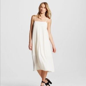 NWT WHO WHAT WEAR Ivory White Apron Slip Dress Midi Dress, Size Medium